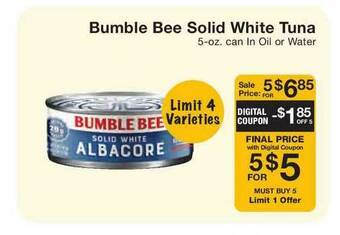 Fairway Store Market Bumble Bee Solid White Tuna offer
