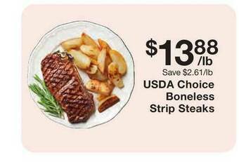 Fairway Store Market Usda Choice Boneless Strip Steaks offer