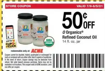 ACME O Organics Refined Coconut Oil offer