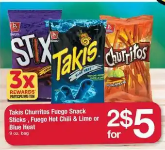 ACME Takis Churritos Fuego Snack Sticks, Fuego Hot Chili & Lime Or Blue Heat offer