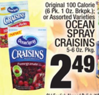 C Town Ocean spray craisins 5-6 oz. pkg. offer