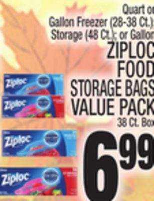 C Town Ziploc food storage bags value pack 38 ct. box offer