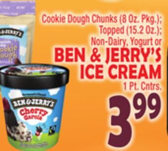 Bravo Supermarkets Ben & jerry's ice cream, 1 pt. cntrs offer