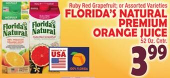 Bravo Supermarkets Florida's natural premium orange juice offer