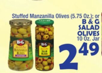 Bravo Supermarkets B & g salad olives, 10 oz. jar offer