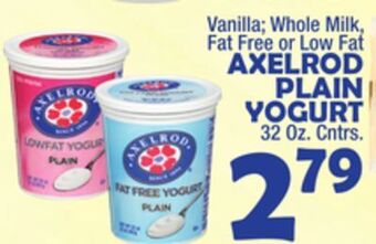 Bravo Supermarkets Axelrod plain yogurt offer