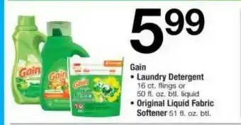 ACME Gain Laundry Detergent, Original Liquid Fabric Softener offer
