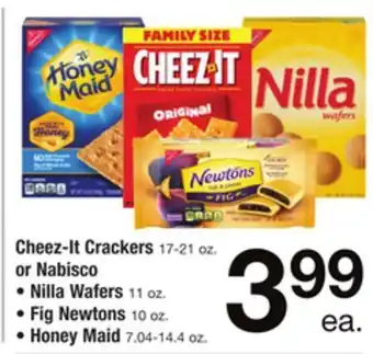 ACME Cheez-it crackers 17-21 oz. or nabisco, nilla wafers 11 oz., fig newtons 10 oz., honey maid 7.04-14.4 oz. offer