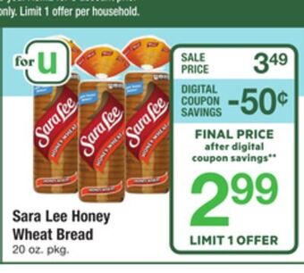 ACME Sara lee honey wheat bread offer