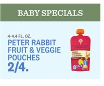 Kings Food Markets Peter rabbit fruit & veggie pouches offer