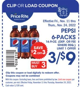 Price Rite Pepsi 6-packs offer