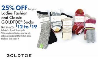 Boscov's Ladies fashion and classic goldtoe® socks offer
