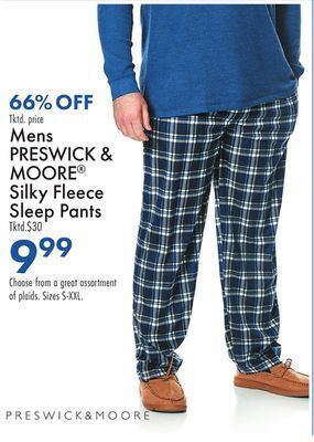 Boscov's Mens preswick & moore® silky fleece sleep pants offer