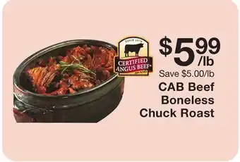 Fairway Store Market Cab beef boneless chuck roast offer