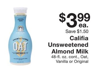 Fairway Store Market Califia unsweetened almond milk offer