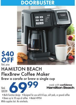 Boscov's Hamilton beach flexbrew coffee maker offer