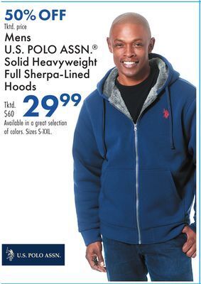 Boscov's Mens u.s polo assn. ® solid heavyweight full sherpa-lined hoods offer