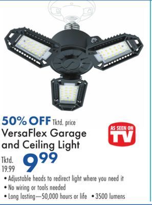 Boscov's Versaflex garage and ceiling light offer