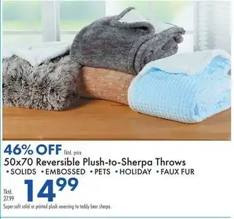 Boscov's 50x70 reversible plush-to-sherpa throws offer