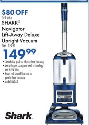 Boscov's Shark® navigator lift-away deluxe upright vacuum offer