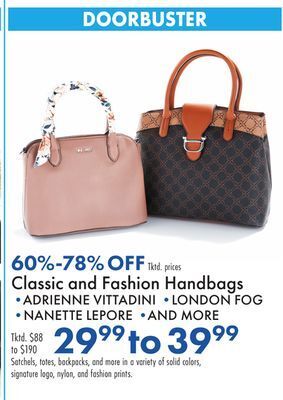 Boscov's Classic and fashion handbags offer