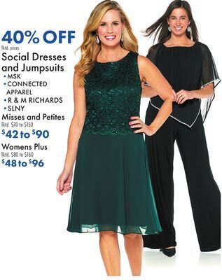 Boscov's Social dresses and jumpsuits offer