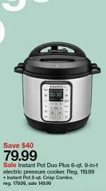 Target Instant Pot Duo Plus 6-qt. 9-in-1 Electric Pressure Cooker offer