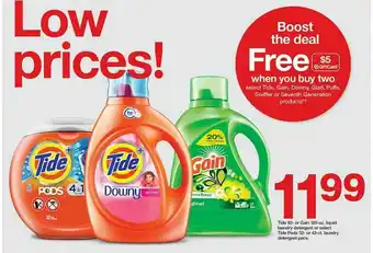 Target Tide 92- Or Gain 120-zo. Liquid Laundry Detergent Or Tide Pods 30- Or 42-ct. Laundry Detergent Pacs offer