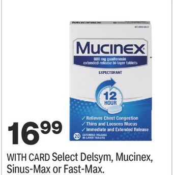 CVS Select delsym, mucinex, sinus-max or fast-max offer