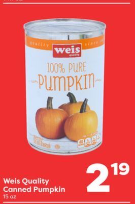 Weis Markets Weis quality canned pumpkin offer