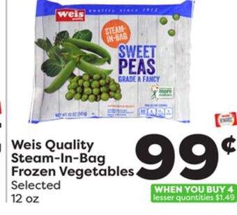 Weis Markets Weis quality steam-in-bag frozen vegetables offer