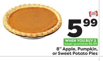 Weis Markets 8" apple, pumpkin, or sweet potato pies offer