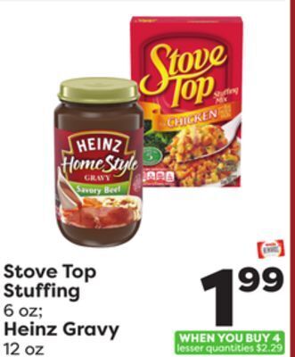 Weis Markets Stove top stuffing 6 oz heinz gravy 12 oz offer