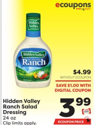 Weis Markets Hidden valley ranch salad dressing offer