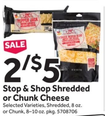 Stop&Shop Stop & shop shredded or chunk cheese offer