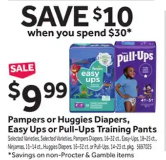 Stop&Shop Pampers or huggies diapers, easy ups or pull-ups training pants offer