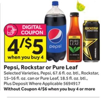 Stop&Shop Pepsi, rockstar or pure leaf offer