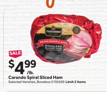Stop&Shop Carando spiral sliced ham offer