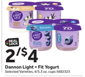 Stop&Shop Dannon light + fit yogurt offer