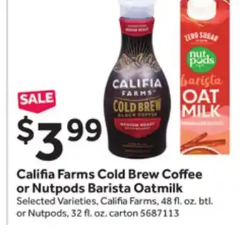 Stop&Shop Califia farms cold brew co ee or nutpods barista oatmilk offer