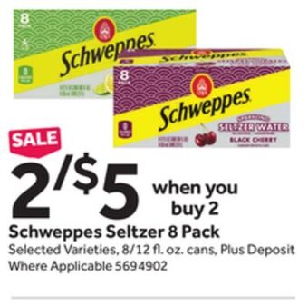 Stop&Shop Schweppes seltzer 8 pack offer