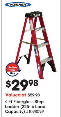 Lowe's 4-ft fiberglass step ladder offer