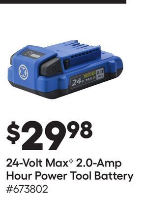 Lowe's 24-volt max c 2.0-amp hour power tool battery offer