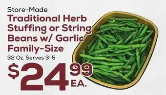 DeCicco & Sons Traditional herb stuffing or string beans w/garlic family-size offer