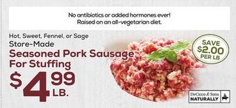 DeCicco & Sons Seasoned pork sausage for stuffing offer
