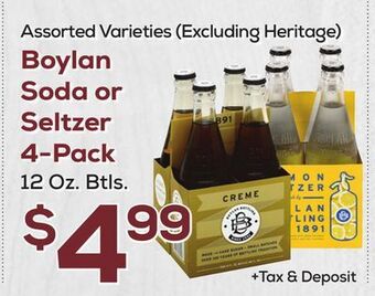 DeCicco & Sons Boylan soda or seltzer 4-pack offer