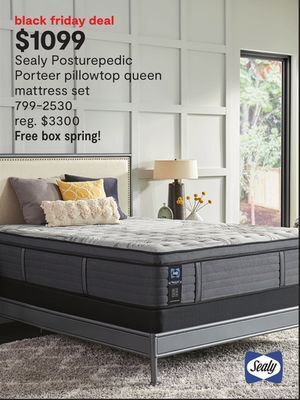 JC Penney Sealy posturepedic porteer pillowtop queen mattress set offer