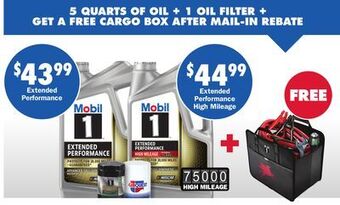 Carquest 5 quarts of oil + 1 oil filter + get a free cargo box after mail-in rebate offer
