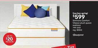 JC Penney Simmons comfort vibezzz plush queen mattress offer