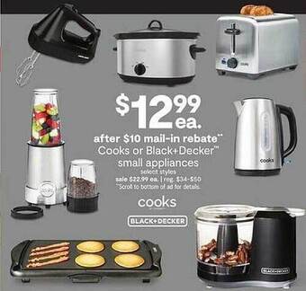 JC Penney Cooks or black+decker small appliances offer